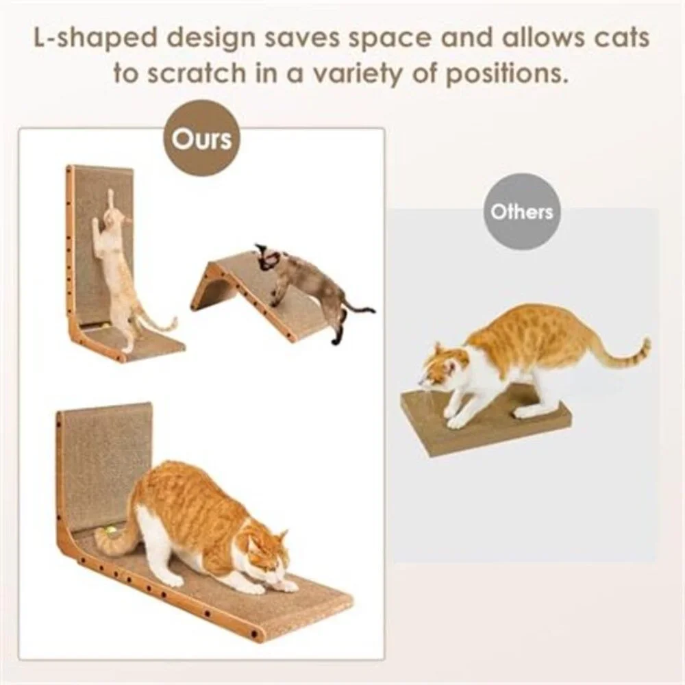 L shaped cat scratcher cardboard scratching board wall sofa toy ball cats